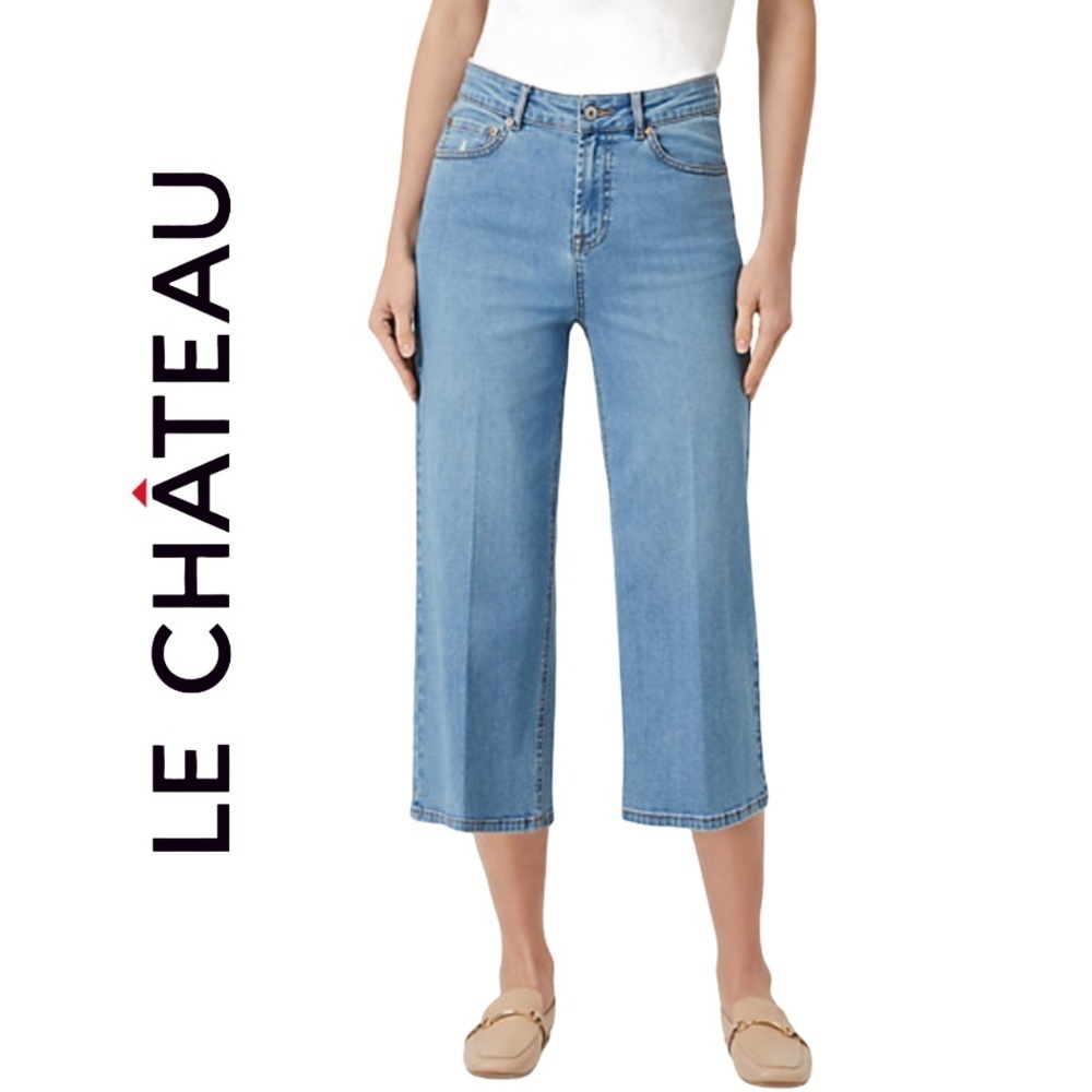 Le Chateau High Rise Culotte Denim Crop Jeans